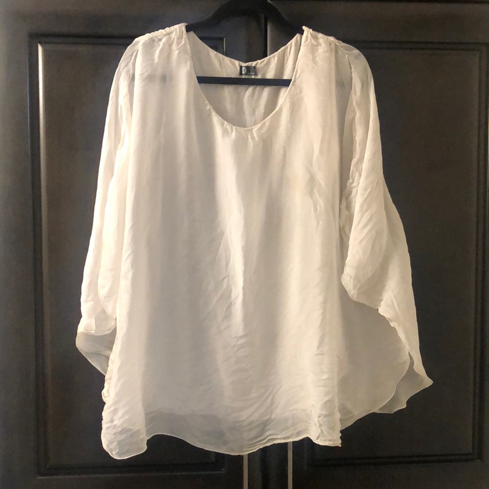 Made in Italy drape flutter blouse